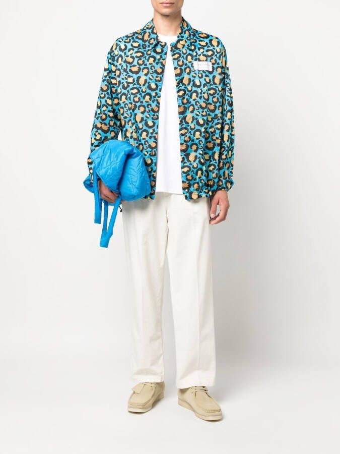 Mackintosh Shirtjack met luipaardprint Blauw
