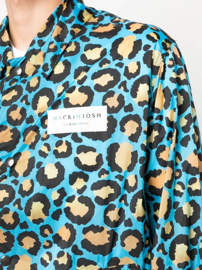 Mackintosh Shirtjack met luipaardprint Blauw
