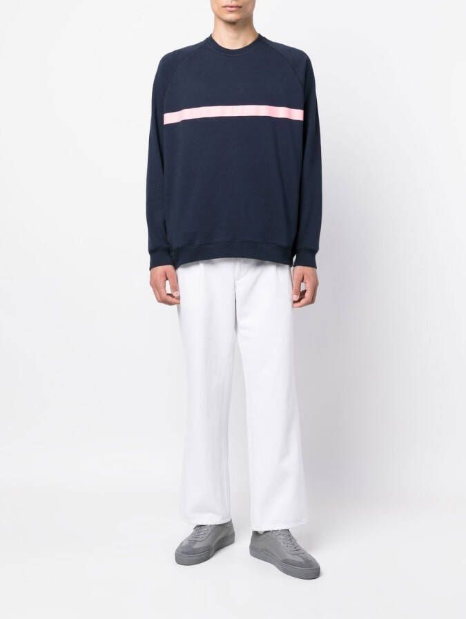 Mackintosh Sweater met horizontale streep Blauw