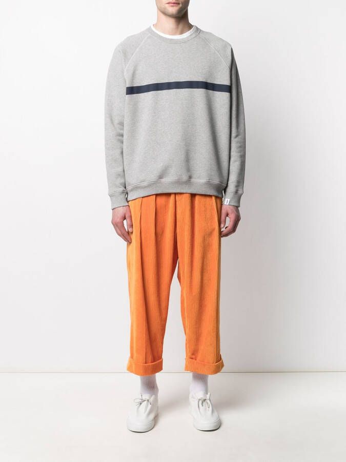 Mackintosh Sweater met horizontale streep Grijs