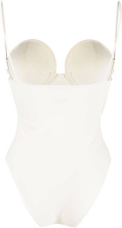 Magda Butrym Badpak met sweethearthals Beige