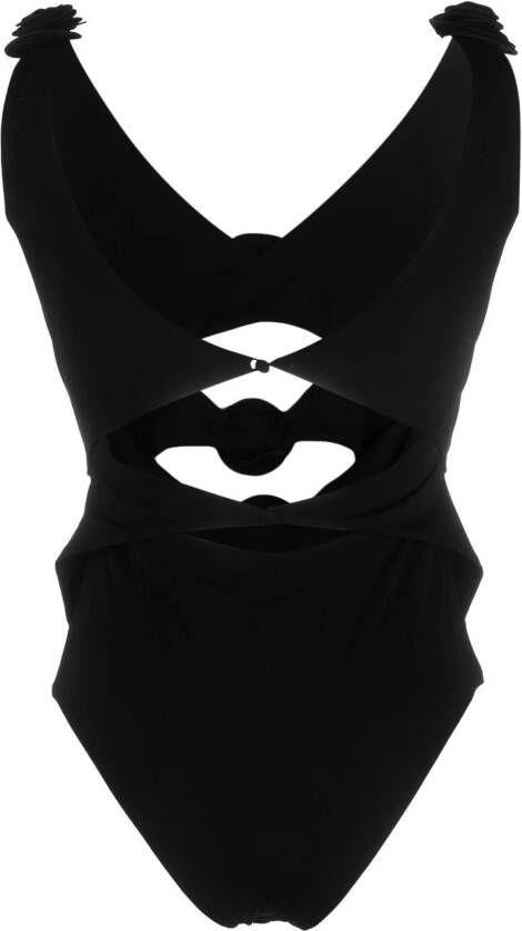 Magda Butrym Body met bloemenapplicatie Zwart