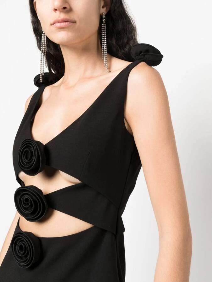 Magda Butrym Jurk met bloemenpatch Zwart