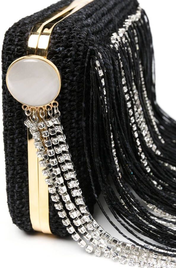 Magda Butrym Lelia clutch met franje Zwart