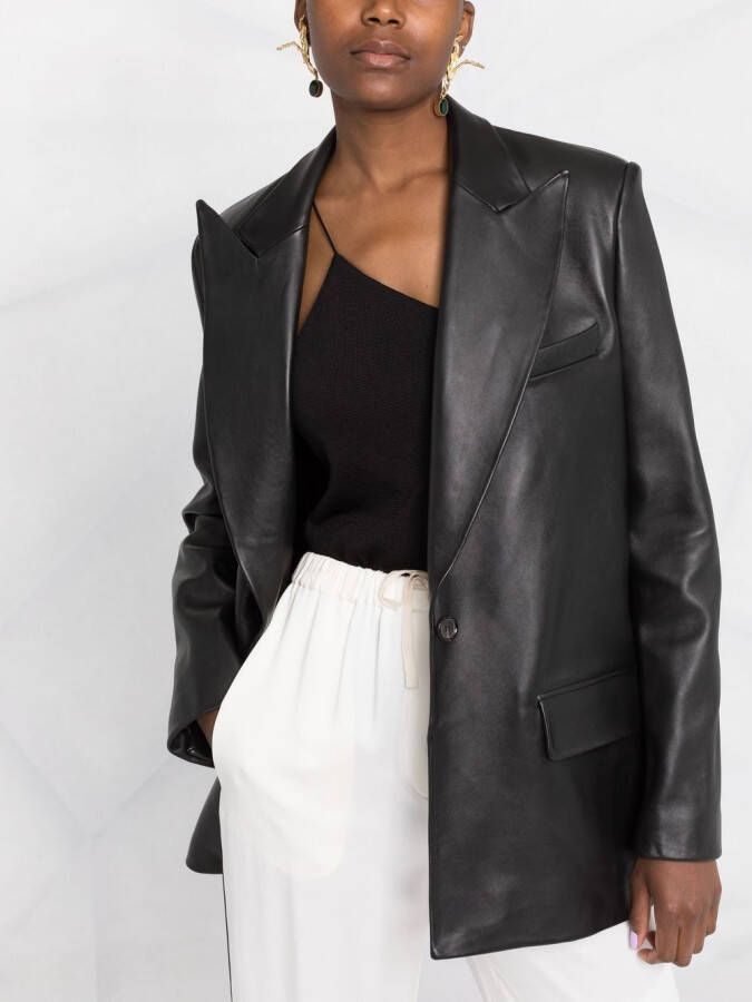 Magda Butrym Leren blazer Zwart