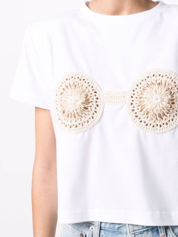 Magda Butrym T-shirt met gehaakt detail Wit
