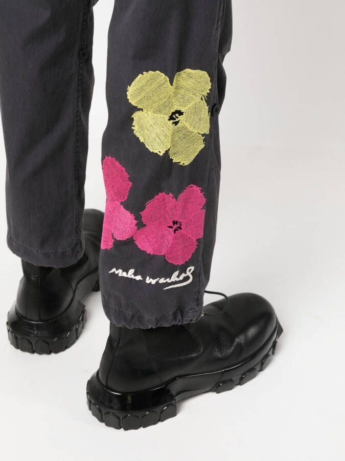 Maharishi Broek met bloemenprint Zwart