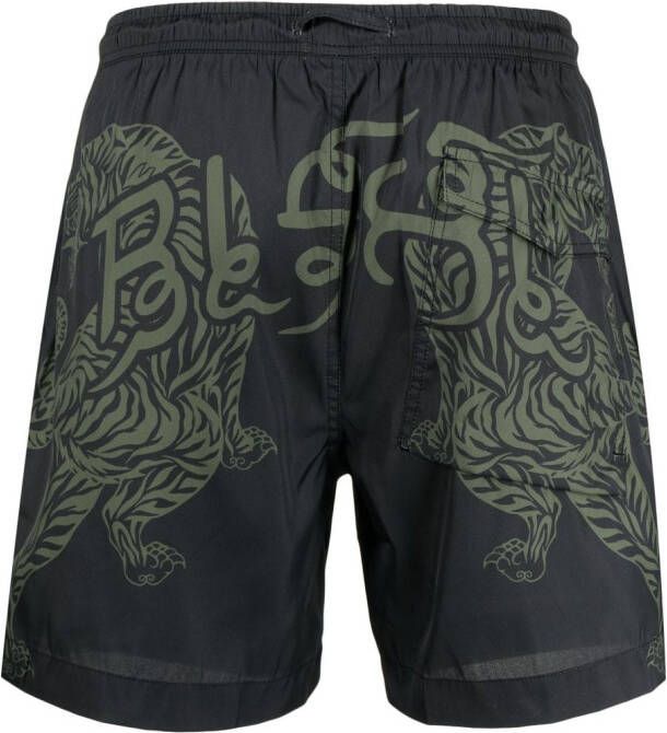 Maharishi Zwembroek met print Zwart