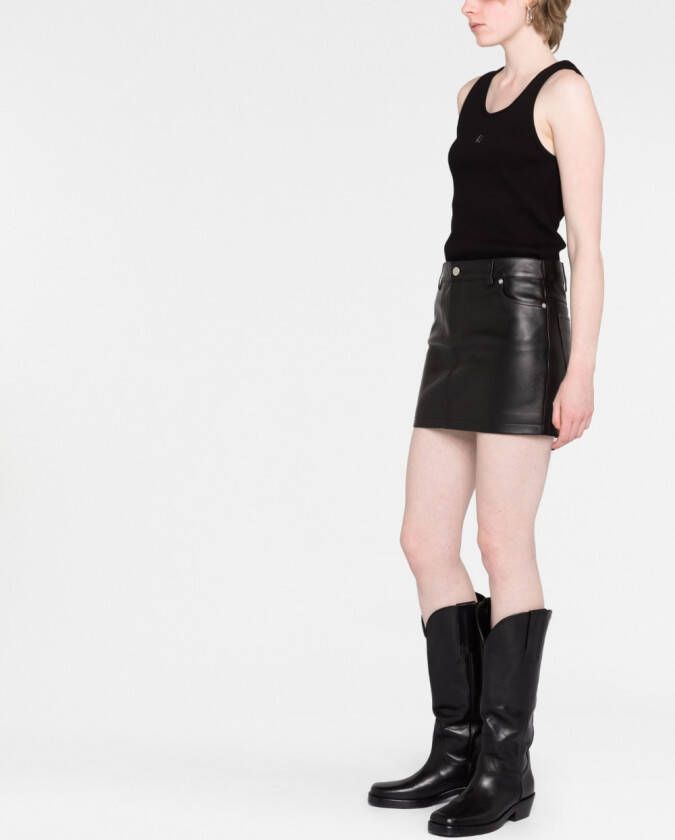 Mainless Leren mini-rok Zwart