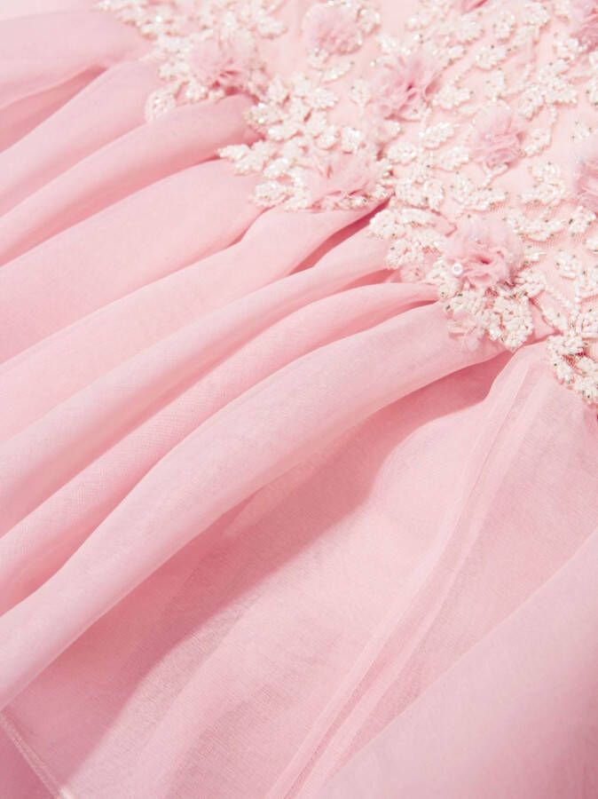 MAISON AVA Jurk met geborduurde bloemen Roze