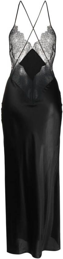 Maison Close Maxi-jurk met kanten detail Zwart