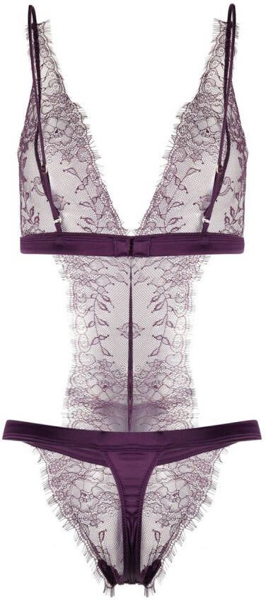Maison Close Body met vlak van kant Paars