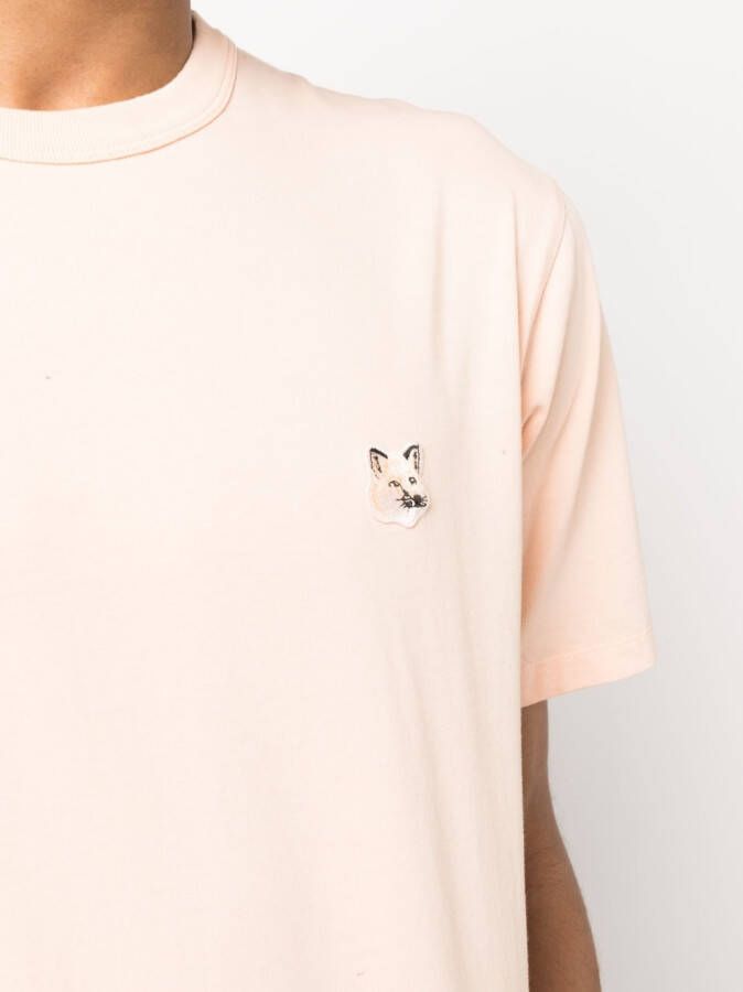 Maison Kitsuné T-shirt met logopatch Oranje