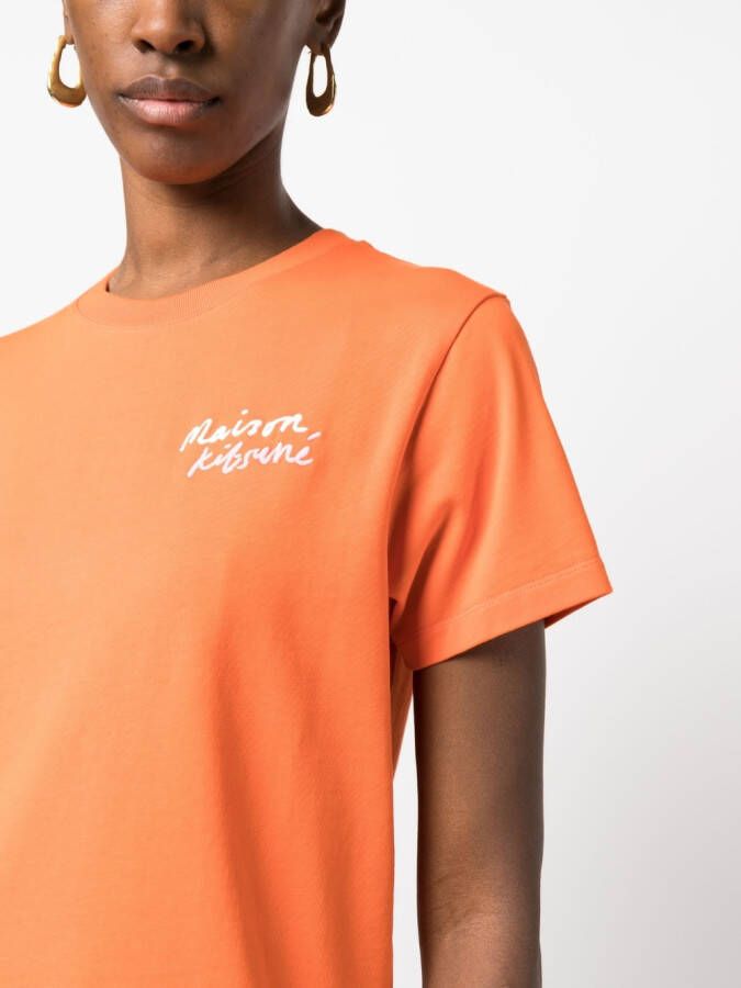 Maison Kitsuné T-shirt met geborduurd logo Oranje