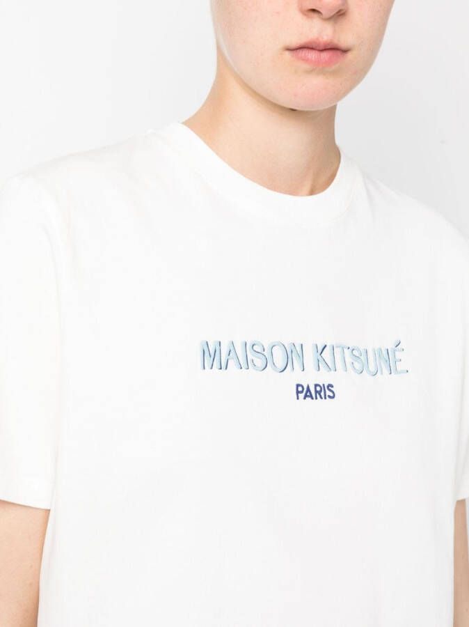 Maison Kitsuné T-shirt met geborduurd logo Wit