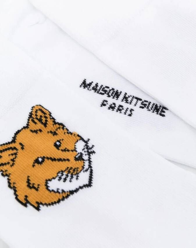 Maison Kitsuné Enkelsokken met patch Wit