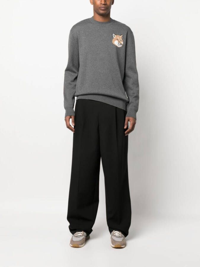 Maison Kitsuné Trui met vossenpatroon Grijs