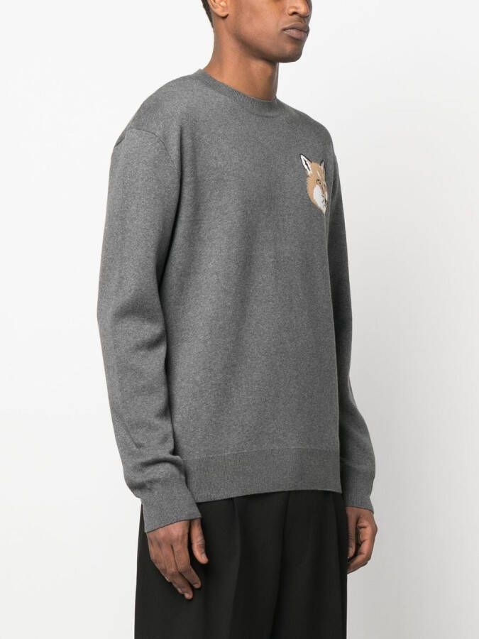 Maison Kitsuné Trui met vossenpatroon Grijs