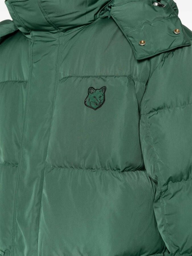 Maison Kitsuné Gewatteerde jas met geborduurd logo en capuchon Groen