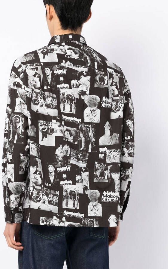 Maison Kitsuné Overhemd met grafische print Zwart