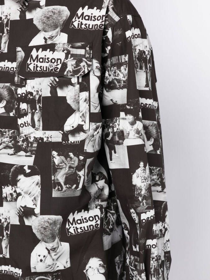 Maison Kitsuné Overhemd met grafische print Zwart