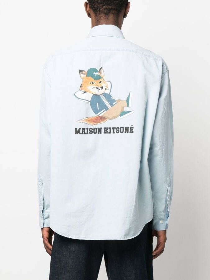 Maison Kitsuné Overhemd met print Blauw