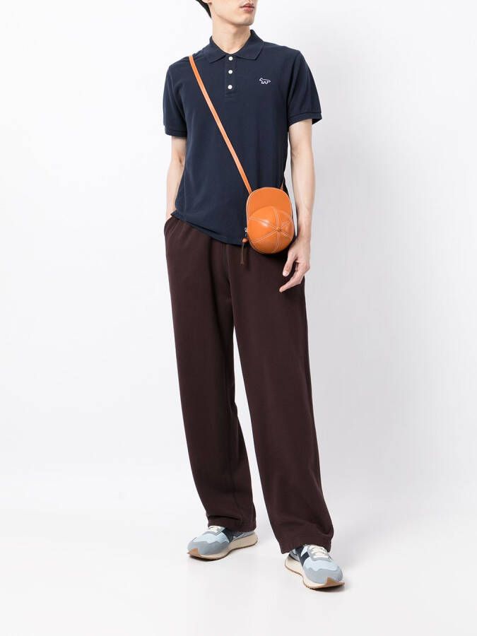Maison Kitsuné Poloshirt met geborduurd logo Blauw