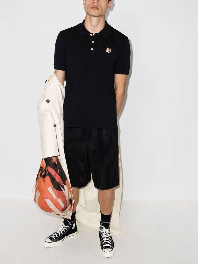 Maison Kitsuné Poloshirt met vossenpatch Zwart