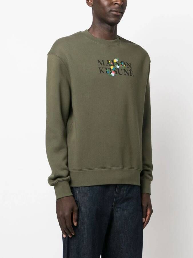 Maison Kitsuné Sweater met geborduurde bloemen Groen