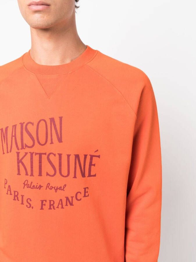 Maison Kitsuné Sweater met logoprint Oranje