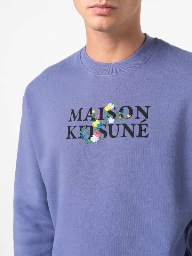 Maison Kitsuné Sweater met logoprint Paars