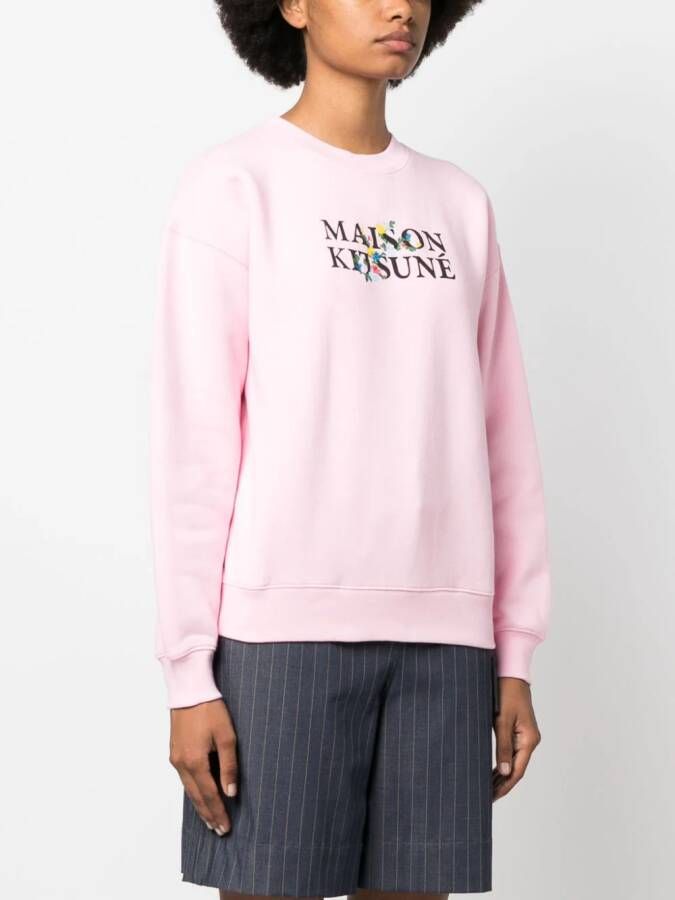Maison Kitsuné Sweater met logoprint Roze