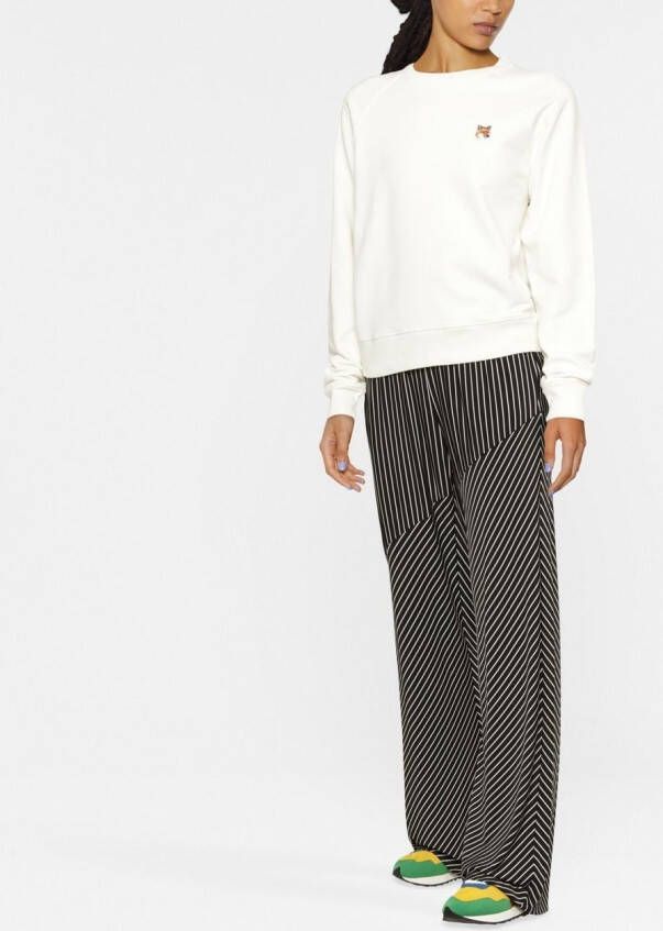 Maison Kitsuné Sweater met vossenpatch Beige