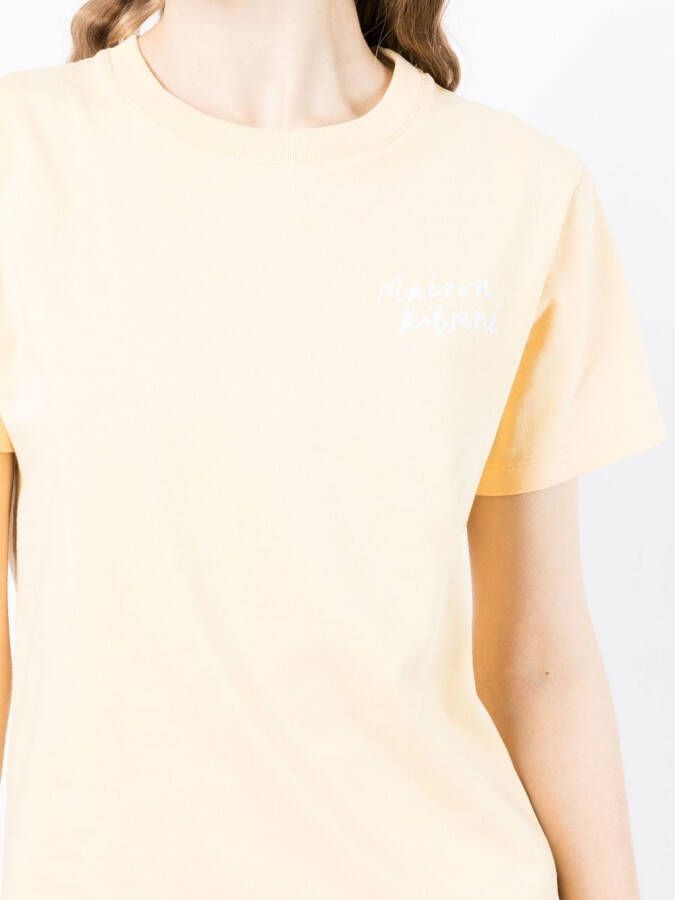 Maison Kitsuné T-shirt met logoprint Oranje