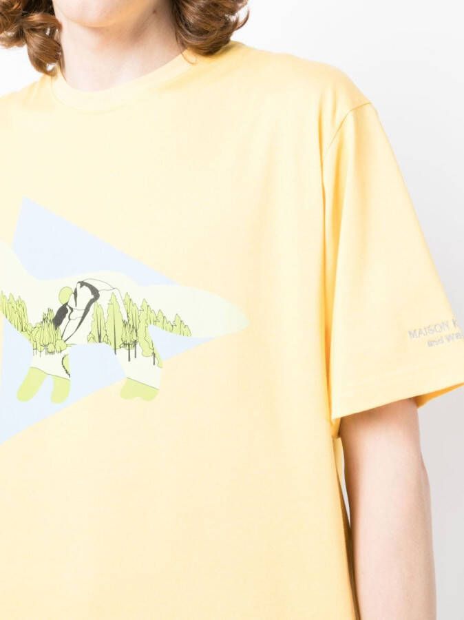 Maison Kitsuné x and Wander T-shirt met print Geel
