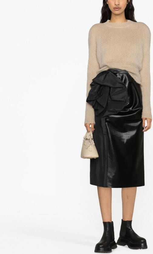 Maison Margiela Gedrapeerde midi-rok van imitatieleer Zwart