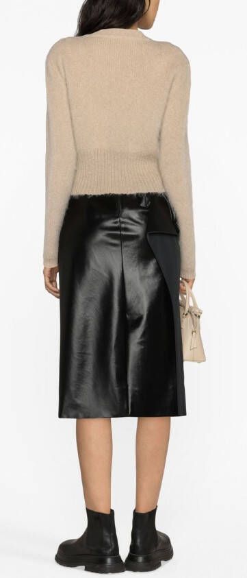 Maison Margiela Gedrapeerde midi-rok van imitatieleer Zwart