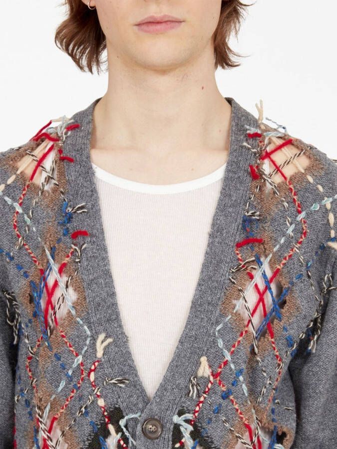 Maison Margiela Intarsia vest met uitgesneden details Grijs