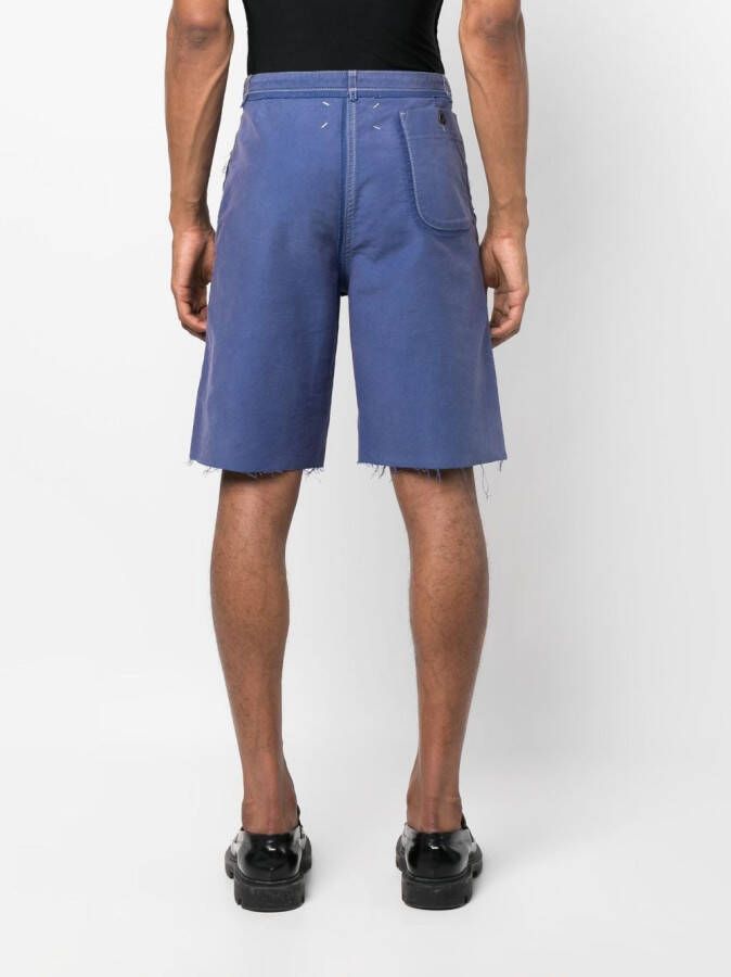 Maison Margiela Gerafelde katoenen bermuda shorts Blauw