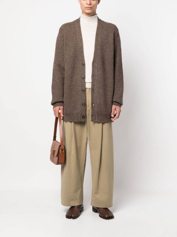 Maison Margiela Vest met V-hals van alpacablend Bruin