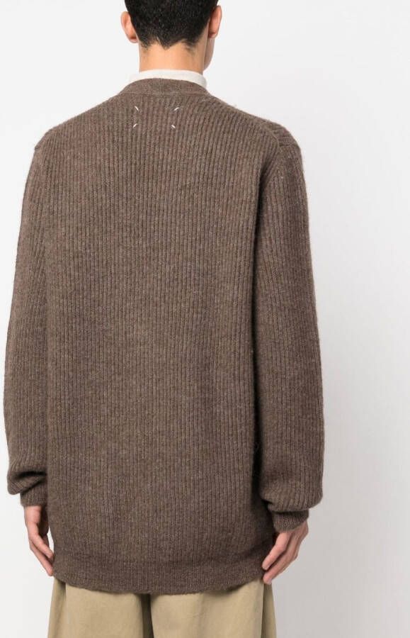 Maison Margiela Vest met V-hals van alpacablend Bruin