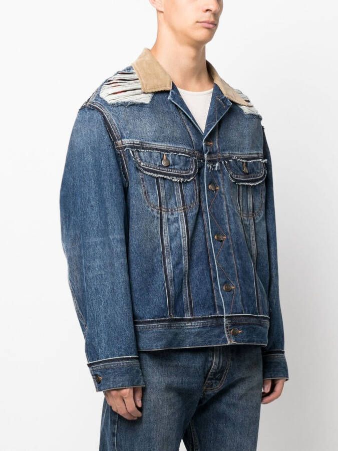 Maison Margiela x Pendleton gerafeld denim jack Blauw