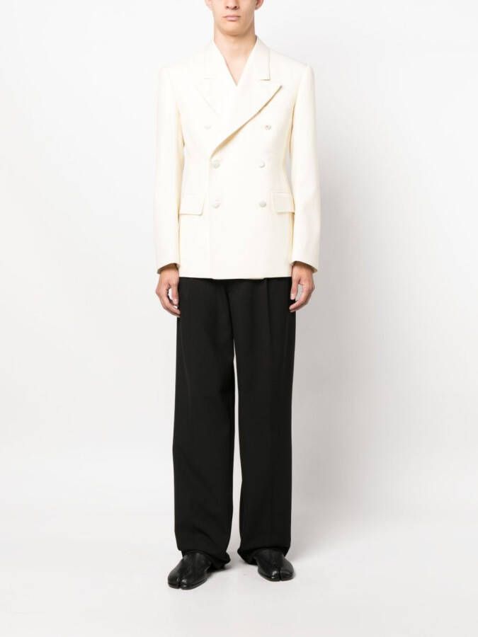Maison Margiela Mohair-zijden blazer met dubbele rij knopen Beige