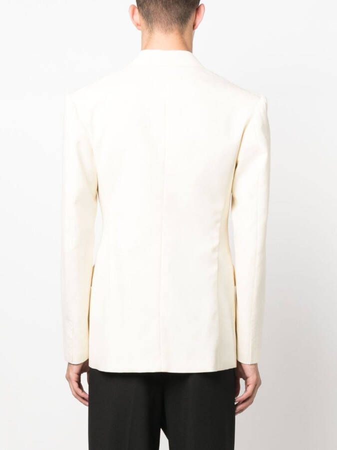 Maison Margiela Mohair-zijden blazer met dubbele rij knopen Beige