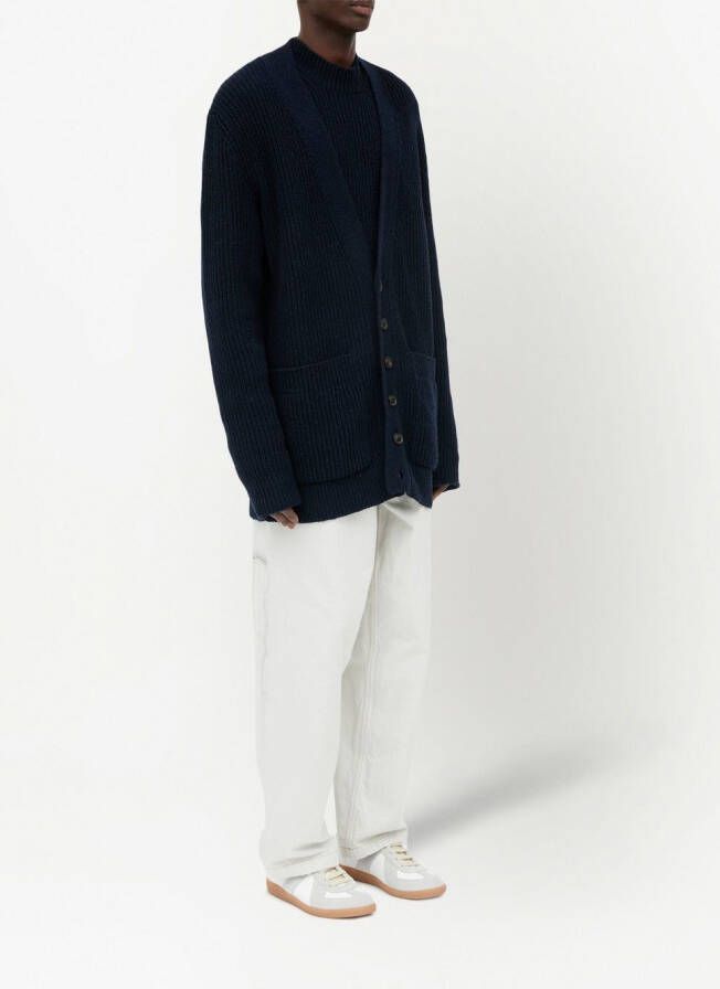 Maison Margiela Donegal vest met V-hals Blauw