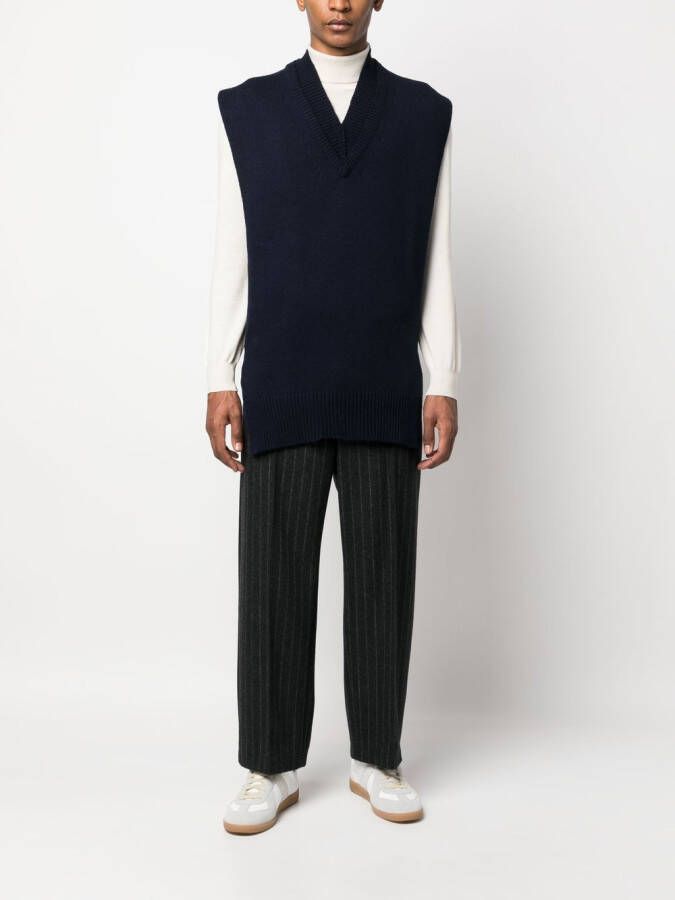 Maison Margiela Gelaagde top met V-hals Blauw