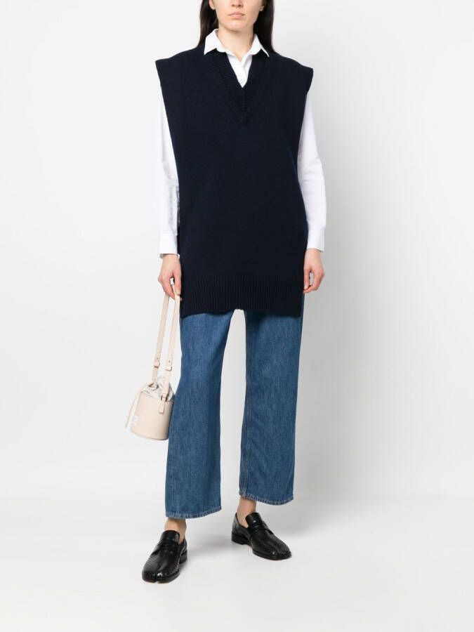 Maison Margiela Gelaagde top met V-hals Blauw