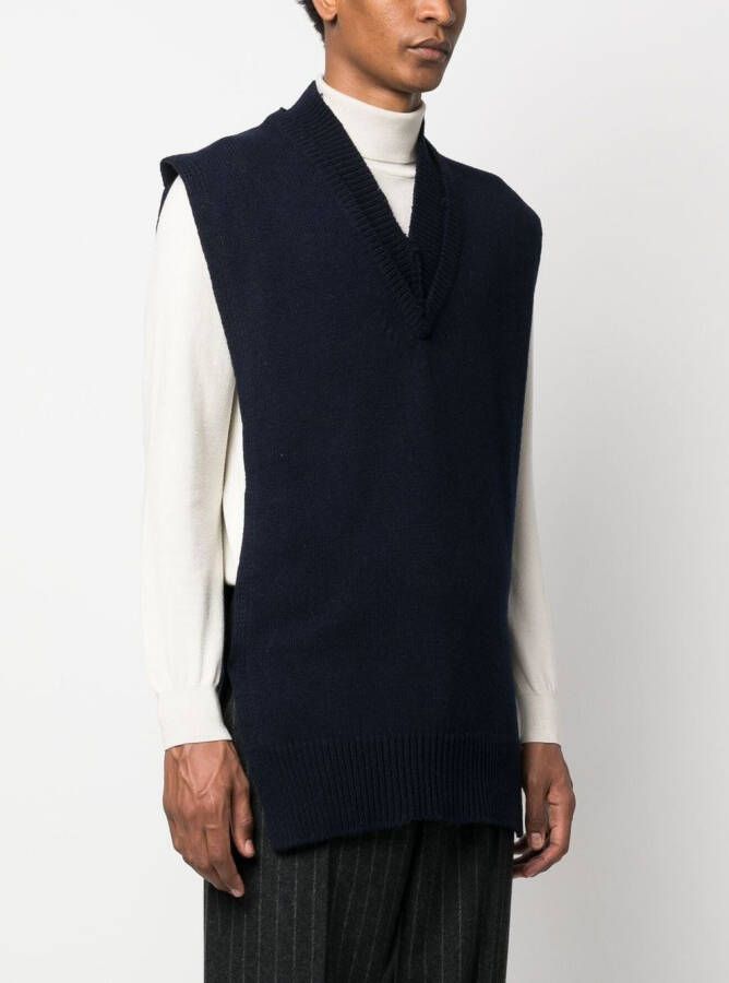 Maison Margiela Gelaagde top met V-hals Blauw