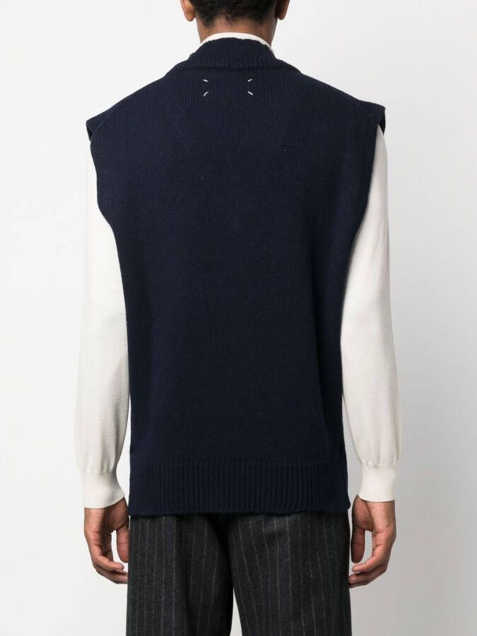 Maison Margiela Gelaagde top met V-hals Blauw
