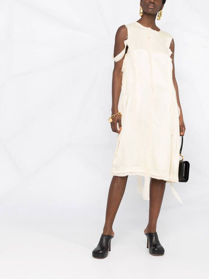 Maison Margiela Gerafelde midi-jurk Beige